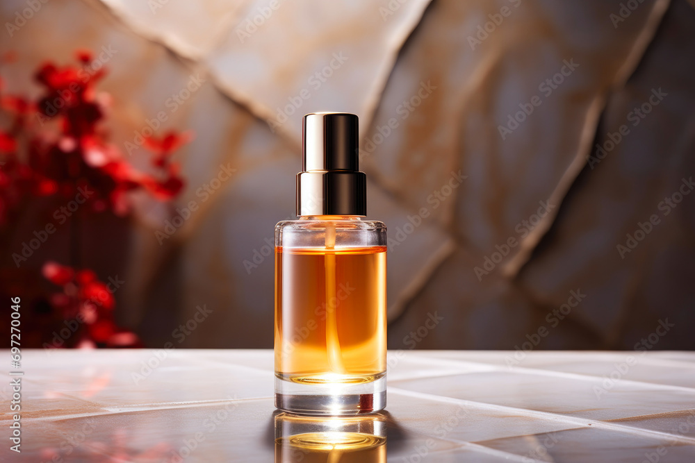Naklejka premium Serum Elegance Unveiled: Spa Bottles in Stunning Mockup