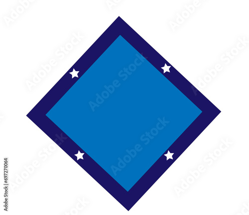 blue diamond with white stars on a white background photo