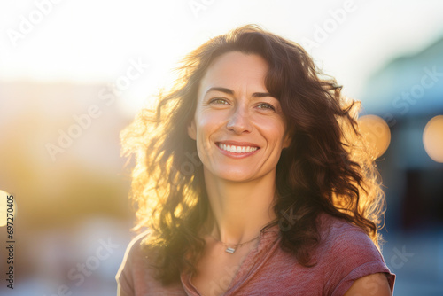 Warmth in Grin: 35-Year-Old Woman’s Sunny Day