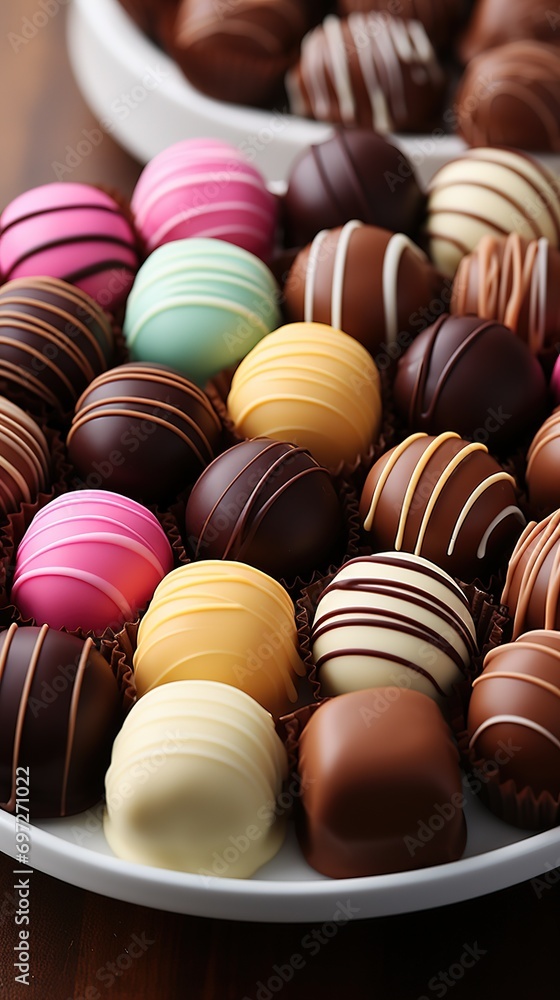 Close-up of a Variety of Chocolate Items for Chocolate Day During Valentines Season Close-up of a Variety of Chocolate Items for Chocolate Day During Valentines Season