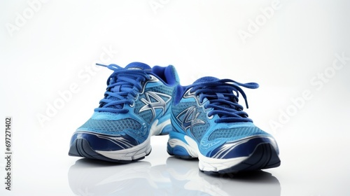 A pair of blue and silver running shoes. Perfect for athletes and fitness enthusiasts