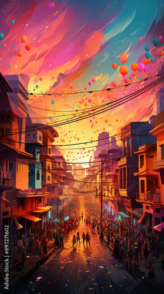Obraz premium Colorful Depiction of Pongal, The Indian Harvest Festival