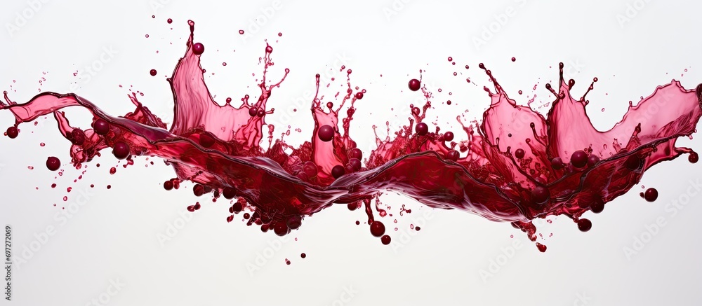 Red wine splashed on white backdrop Red wine splashed on white backdrop