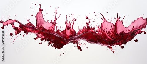 Red wine splashed on white backdrop photo