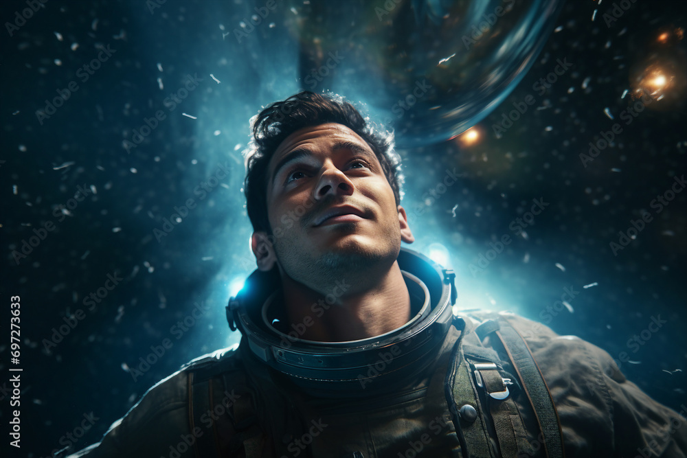 Created with generative ai tools astronaut portrait exploring deep space discover new planet Created with generative ai tools astronaut portrait exploring deep space discover new planet
