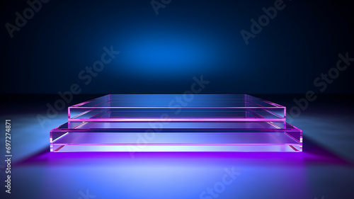 3d rendered empty display glass podium Minimal scene for product display presentation © Uzair