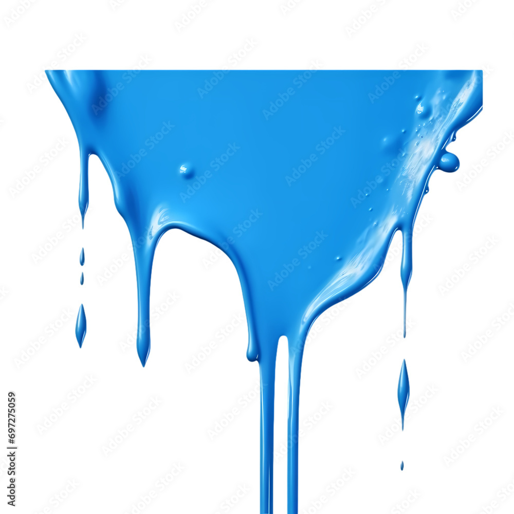 Drops of blue paint isolated on transparent background