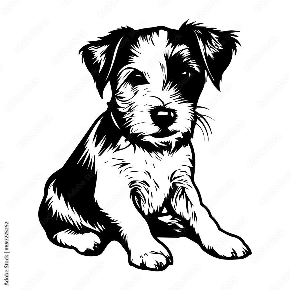 Jack Russell Terrier dog resting silhouette illustration, Jack Russell Terrier dog resting Logo Monochrome Design, Generative AI.