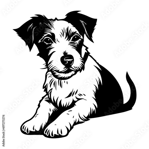 Jack Russell Terrier dog resting silhouette illustration  Jack Russell Terrier dog resting Logo Monochrome Design  Generative AI.