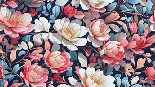 Panoramic Petals: Cute Florals in Isometric Radiance photo