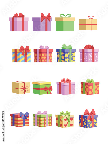 Slika na platnu Set of gift boxes for holidays.Vector illustration.