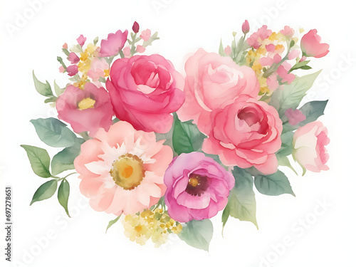 Beautiful floral rosa and leaves background