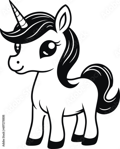 Cute unicorn vector, Little unicorn, Baby unicorn vector illustration