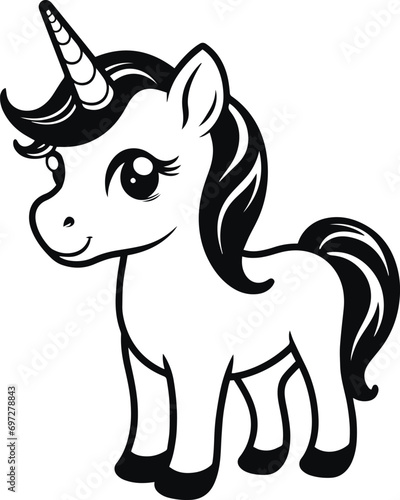 Cute unicorn vector, Little unicorn, Baby unicorn vector illustration