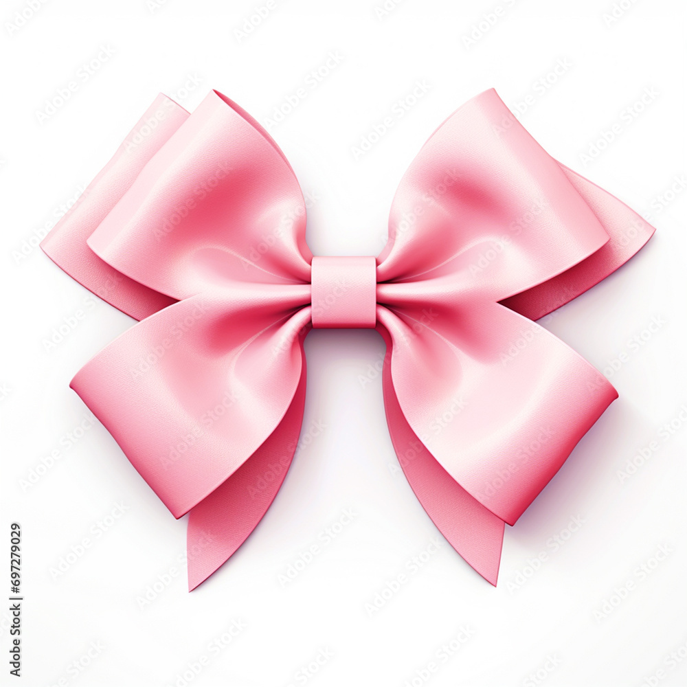 Pink ribbon bow on isolated white background - ai generative
