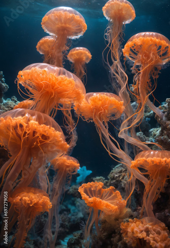 orange jellyfish in aquarium