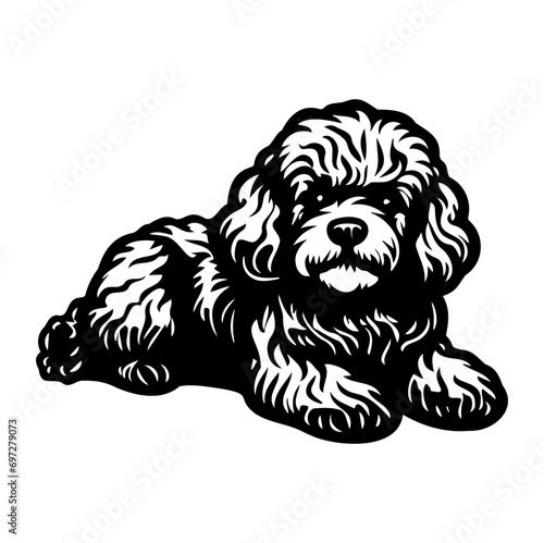 poodle dog resting silhouette illustration  poodle dog resting Logo Monochrome Design  Generative AI.