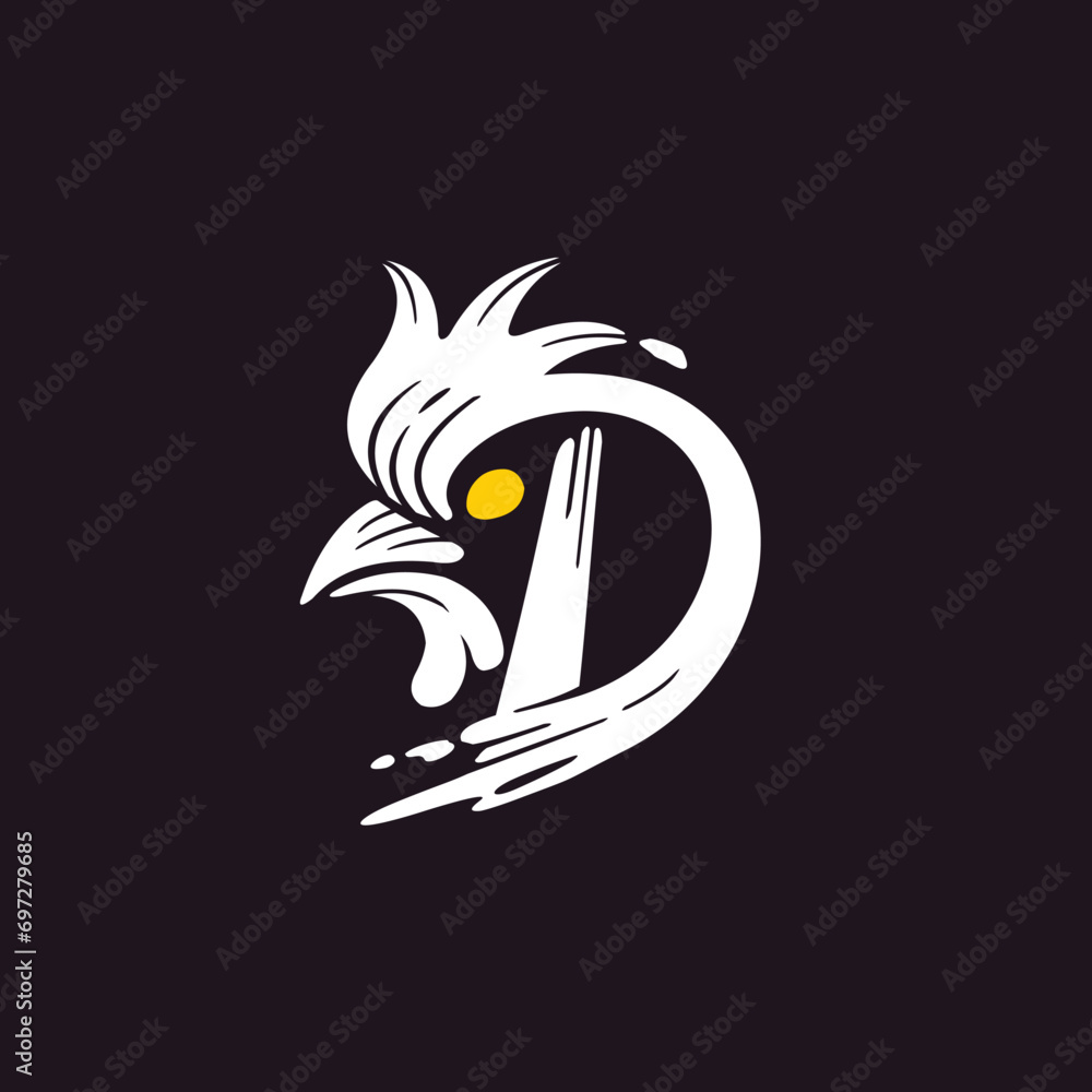 rooster logo with letter D concept rooster logo with letter D concept
