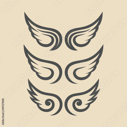 wings vector, wings logo set