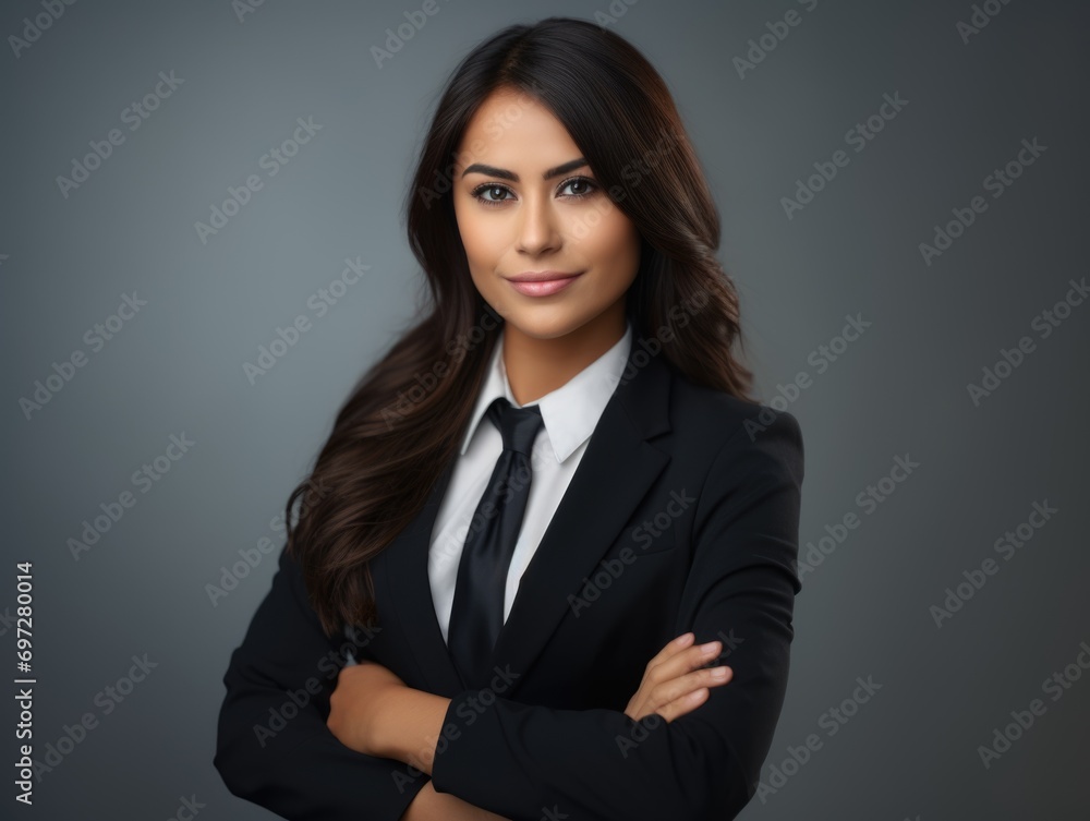 A woman in a suit and tie posing for a picture. A woman in a suit and tie posing for a picture.