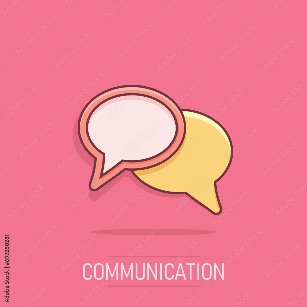 Vector cartoon speech bubble icon in comic style. Discussion dialog concept illustration pictogram. Talk bubble business splash effect concept. Vector cartoon speech bubble icon in comic style. Discussion dialog concept illustration pictogram. Talk bubble business splash effect concept.