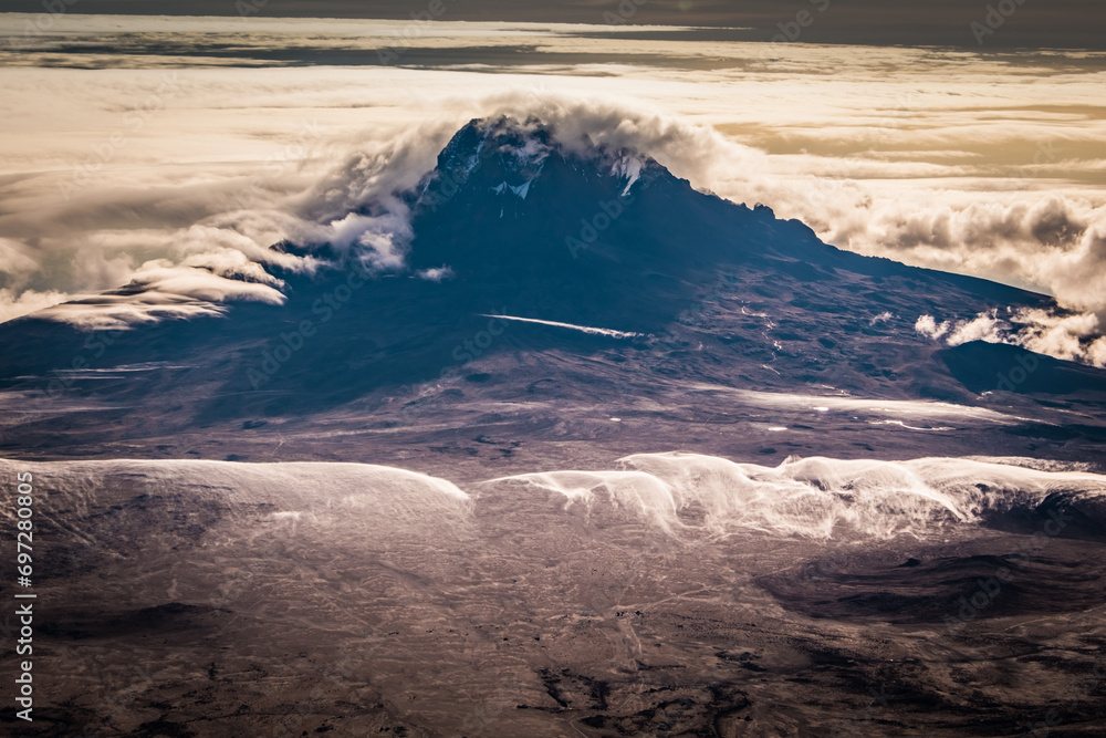 Clouds engulfing Kilimanjaro's Mawenzi peak