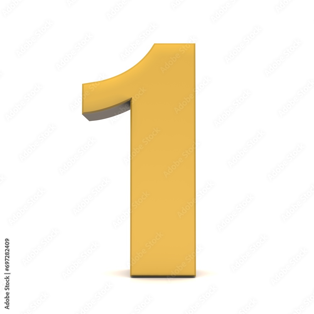 1 one yellow number 3d rendering graphic illustration isolated on white background in high resolution for print and business