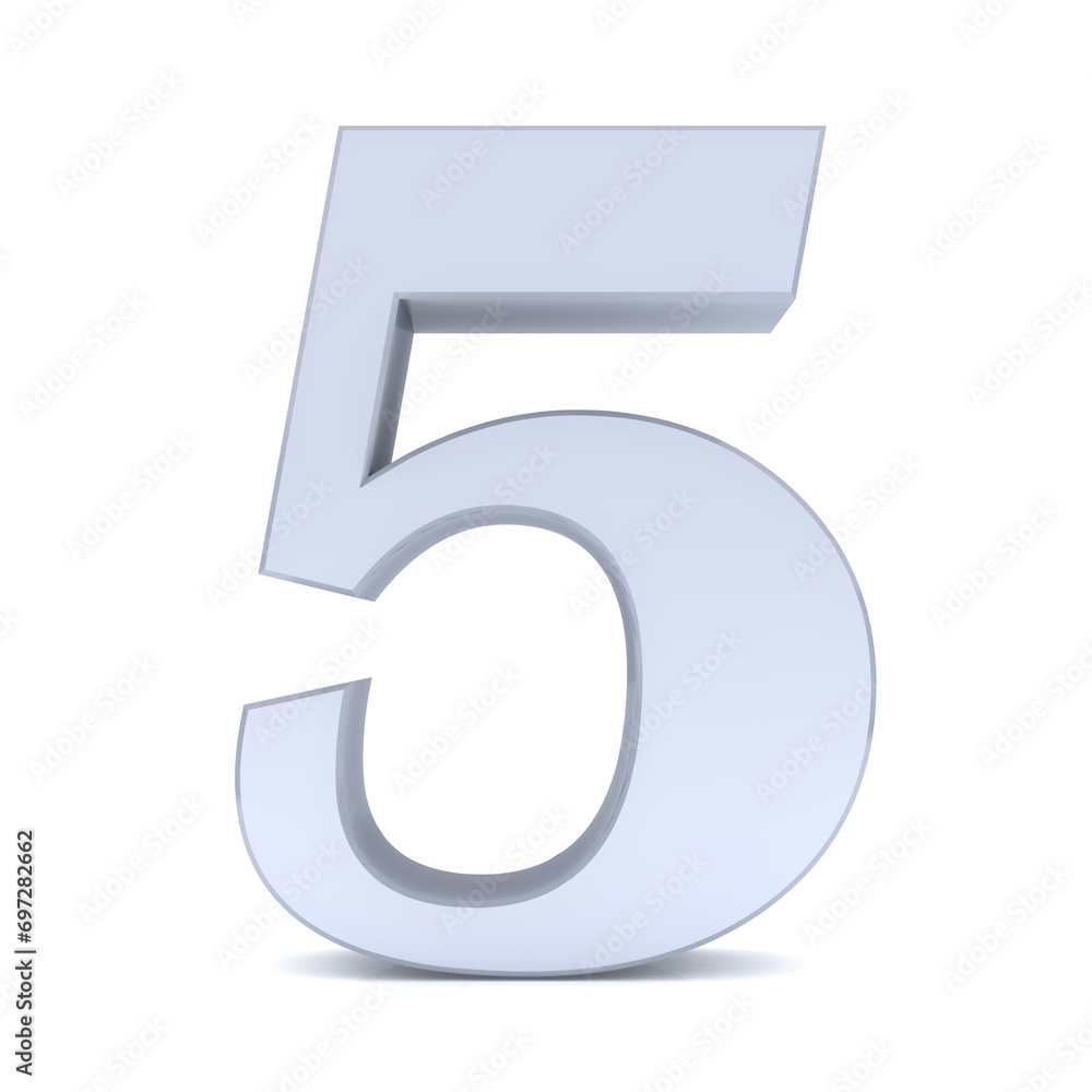 5 five number silver gray colored numeral sign 3d rendering graphic illustration in high resolution for print and business isolated on white background 5 five number silver gray colored numeral sign 3d rendering graphic illustration in high resolution for print and business isolated on white background