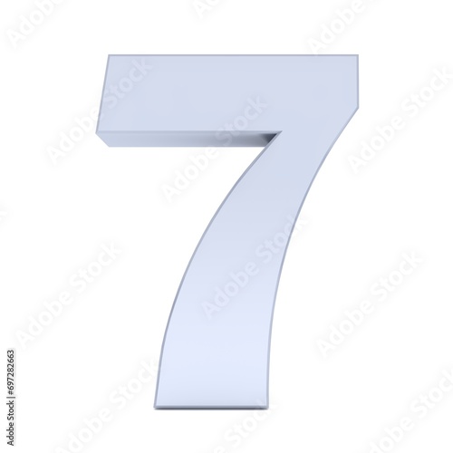 7 seven number silver gray colored numeral sign 3d rendering graphic illustration in high resolution for print and business isolated on white background