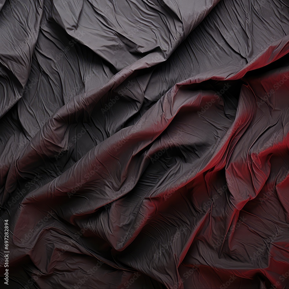 Bold Elegance: Red and Black Crumpled Textured Fabrics Bold Elegance: Red and Black Crumpled Textured Fabrics