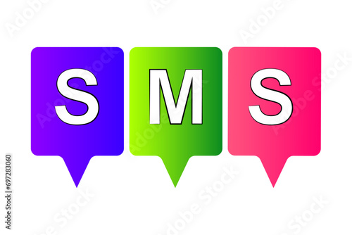 SMS text on speech bubble isolated on white background. Vector illustration EPS 10 File. © Arnab