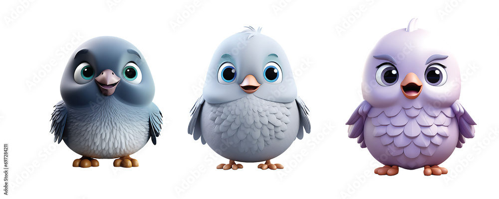 3D Cute Bird Mascot Character Isolated On transparent Background 3D Cute Bird Mascot Character Isolated On transparent Background