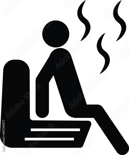 man in sauna icon. Sauna with dry heat sign. Steam room symbol. flat style.