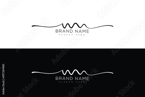 Mn Mh initial handwriting signature logo design lettering photo