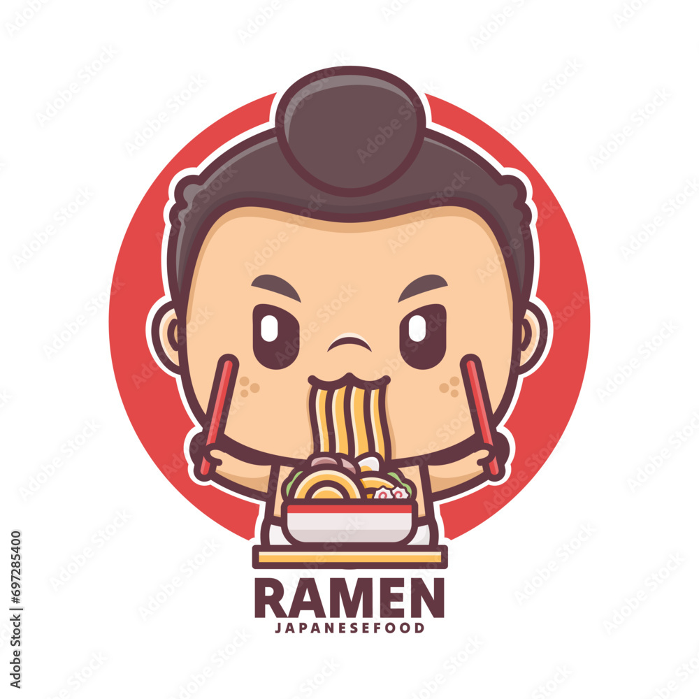 cute cartoon sumo with japanese food ramen cute cartoon sumo with japanese food ramen
