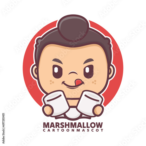 cute cartoon sumo with marshmallow