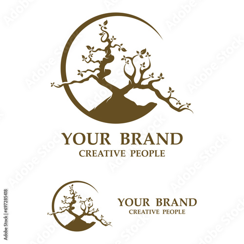 bonsai logo template vector illustration design.  logo suitable for bonsai enthusiasts or plant businesses.
