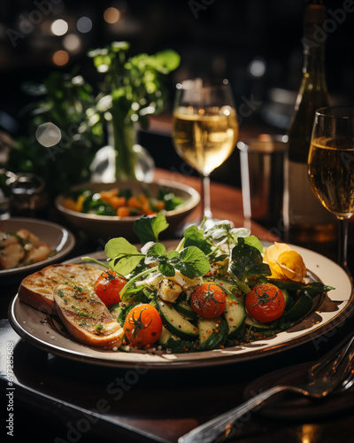 table with food in restaurant