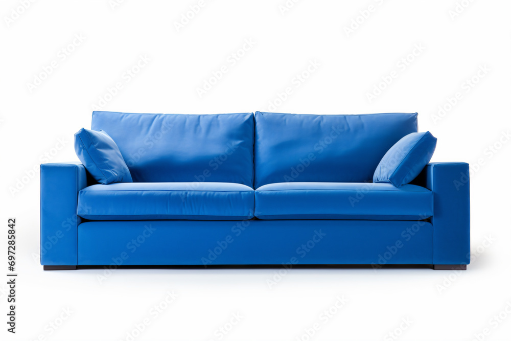 a blue couch with pillows on it a blue couch with pillows on it