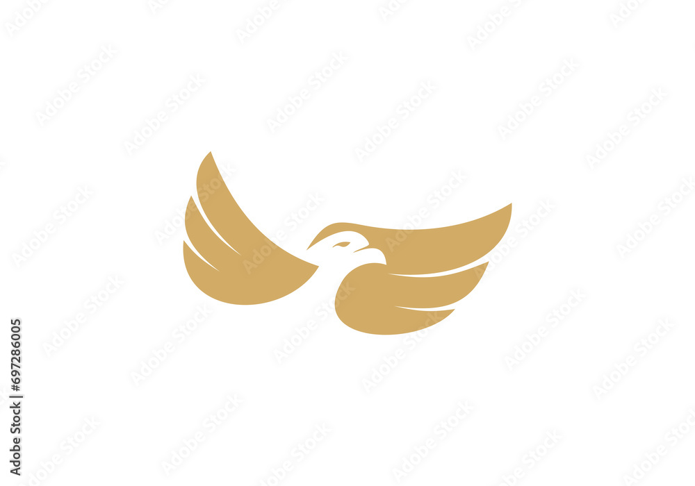 Fototapeta premium simple golden eagle logo, linear style icon design template. 