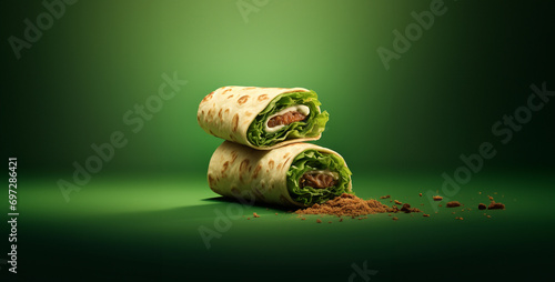 shawarma with green background 8k photo