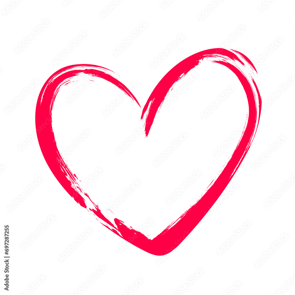 Hand drawn heart brush style. Symbol of love and valentine`s day. Vector element for holiday design.