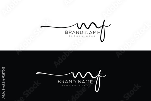 Mf initial handwriting signature logo design lettering