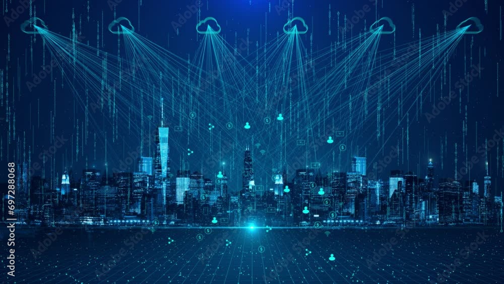 Data transfer concept on cloud and cloud computing network AI and data ...