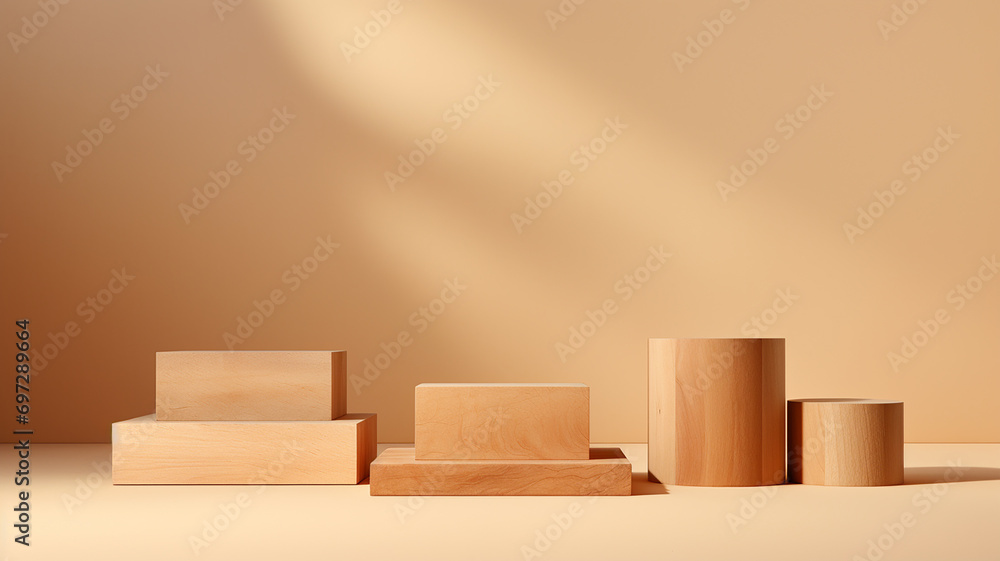 3d rendered wooden empty display podium Minimal scene for product display presentation 3d rendered wooden empty display podium Minimal scene for product display presentation