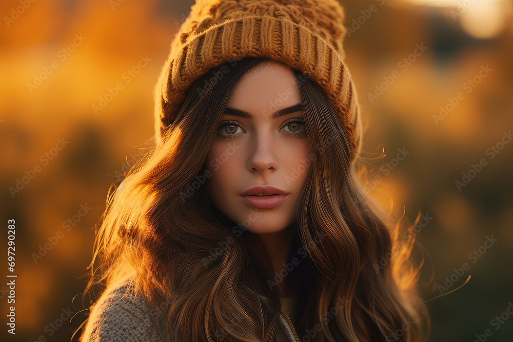 An atmospheric close-up of a young model during golden hour, this photo merges natural autumn beauty with a serene, expressive pose. An atmospheric close-up of a young model during golden hour, this photo merges natural autumn beauty with a serene, expressive pose.
