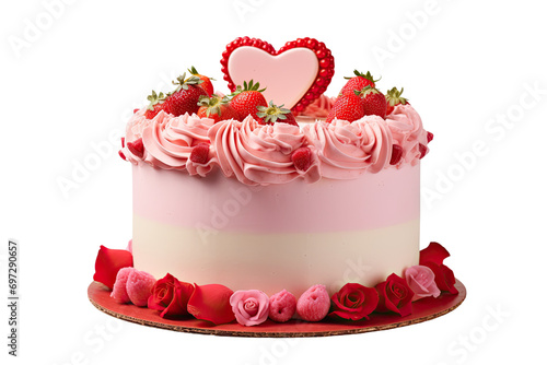 valentines day special cake on an isolated transparent background