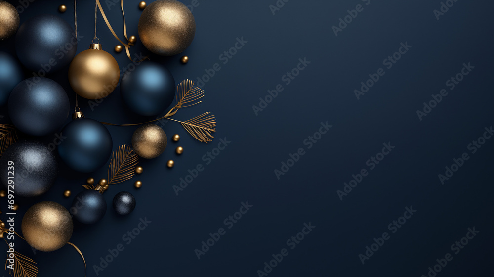 Christmas navy background with navy and gold decoration. Christmas card. Christmas navy background with navy and gold decoration. Christmas card.