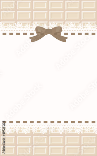 板チョコレートと繊細なレースのフレーム_ホワイトチョコレート