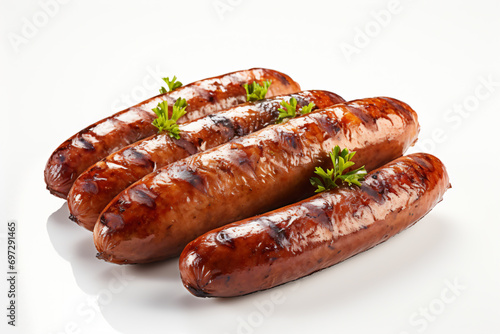 a group of sausages with parsley on top photo